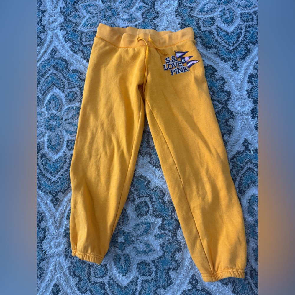 PINK Victoria's Secret Yellow Joggers with Logo